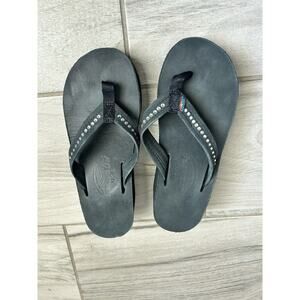 kids rainbow flip flops Platform Black With Rhinestones 4Y KB